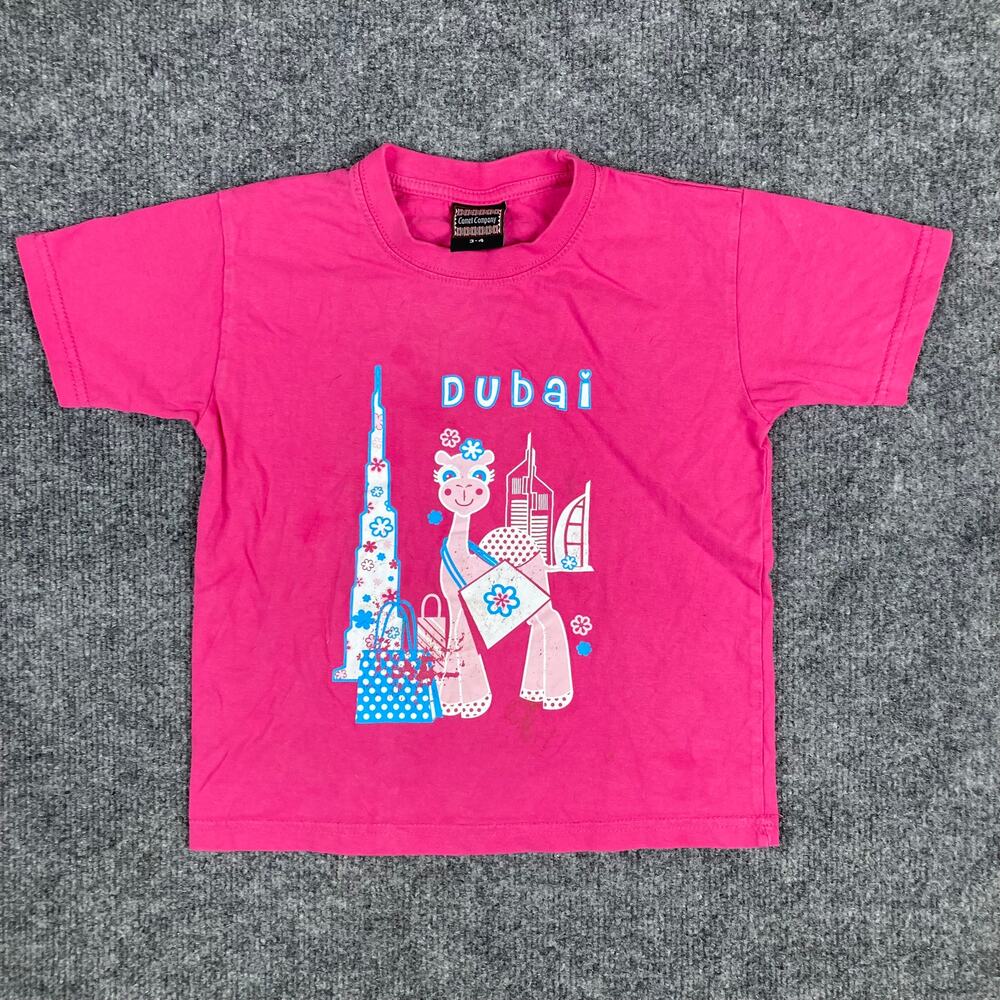 Camel Company T-Shirt Kids Size 3-4 Pink Dubai‎ Graphic Souvenir Casual Tee